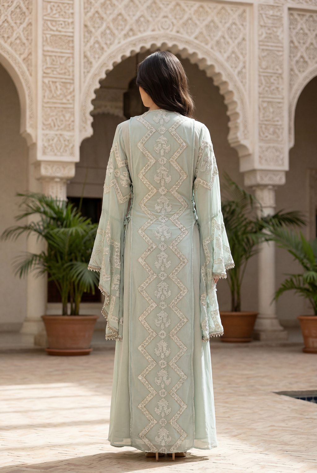 Luxury Embellished Kaftan with Flared Sleeves