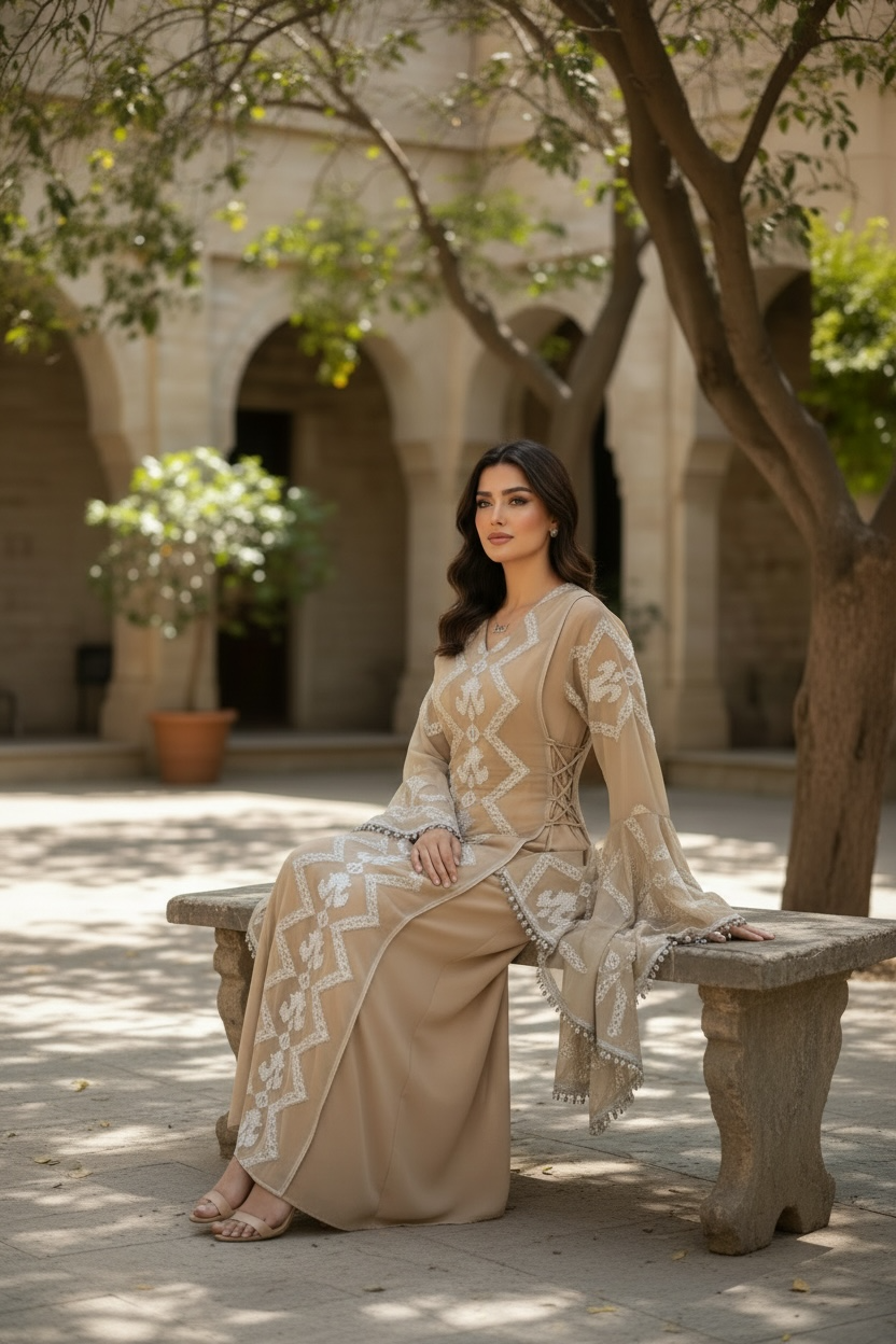 Luxury Embellished Kaftan with Flared Sleeves