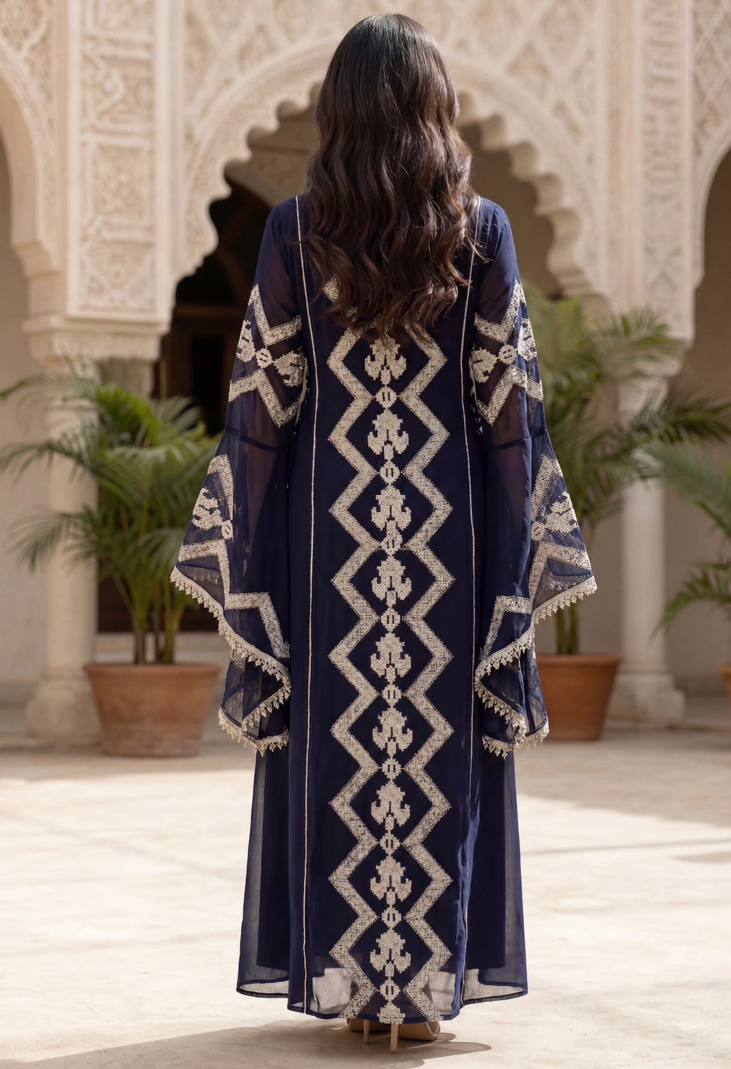 Luxury Embellished Kaftan with Flared Sleeves