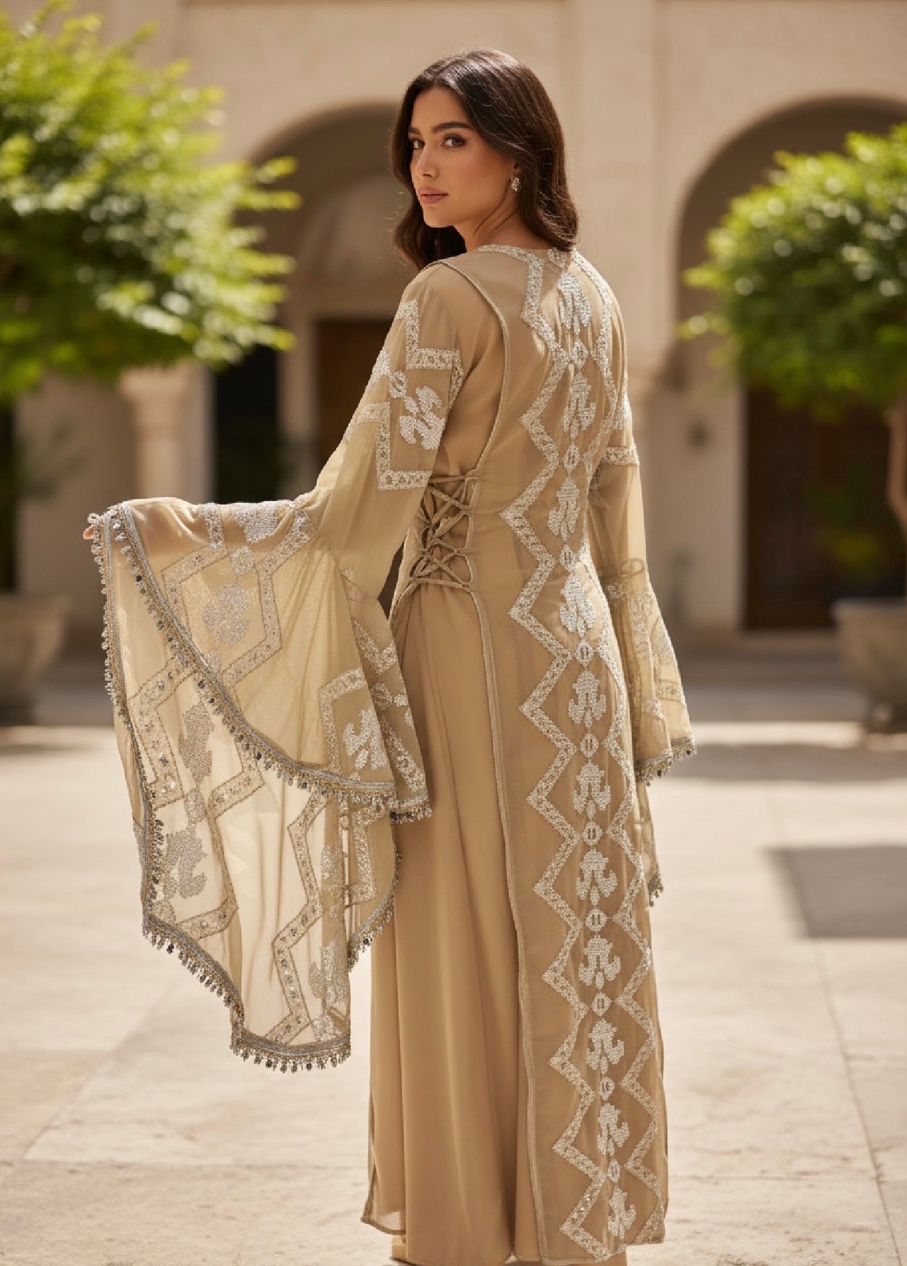 Luxury Embellished Kaftan with Flared Sleeves