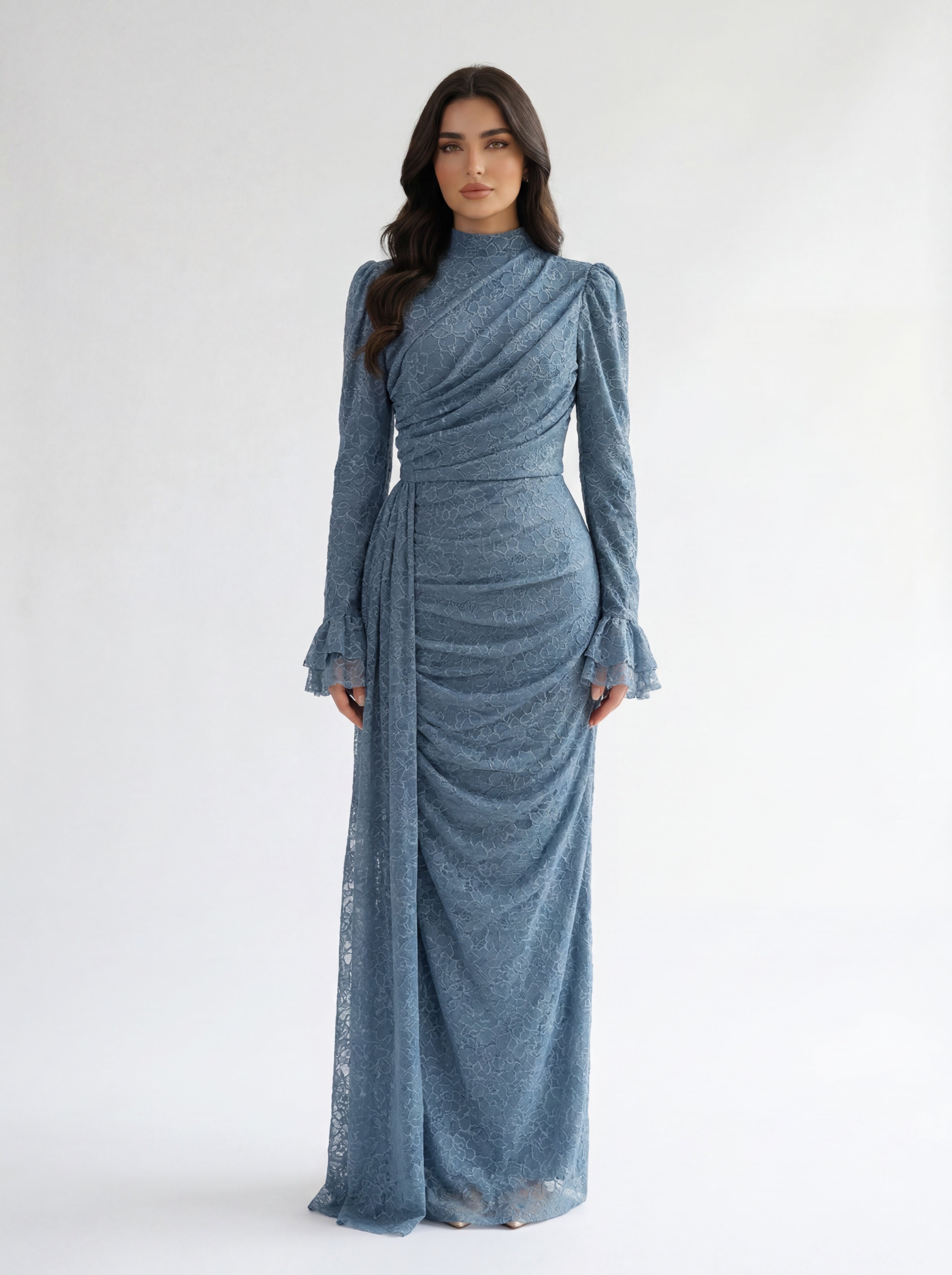 Dusty Blue Lace Dress