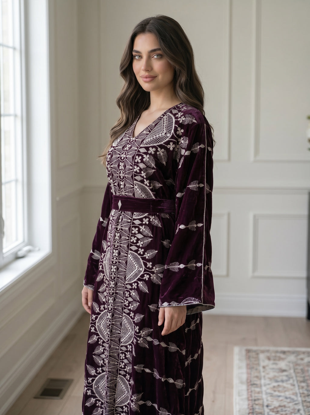 Plum Blossom Velvet Dress