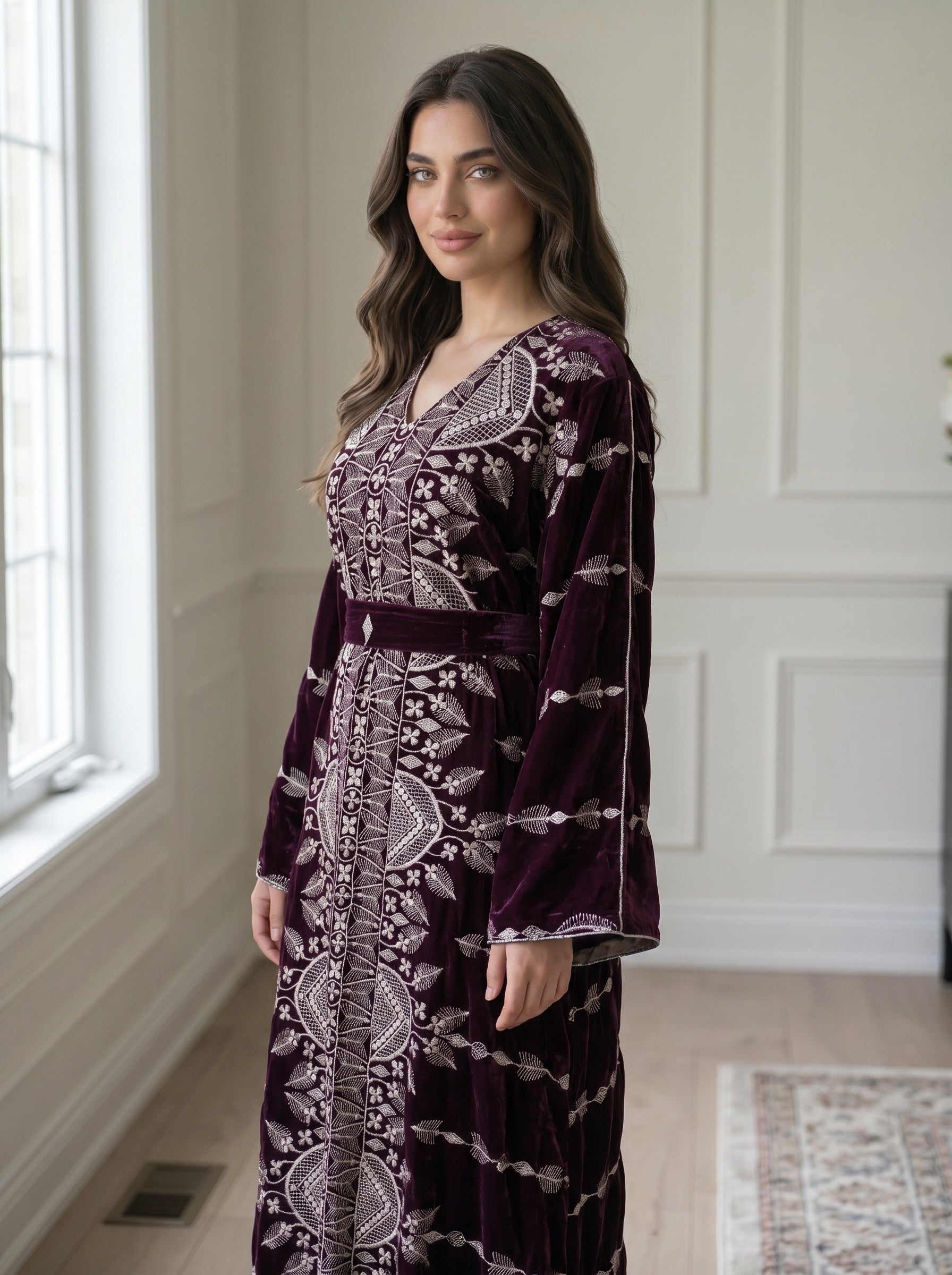 Plum Blossom Velvet Dress
