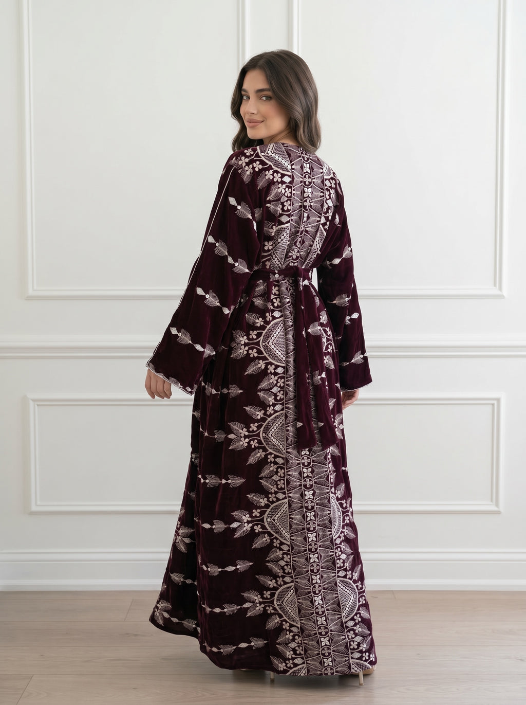 Plum Blossom Velvet Dress