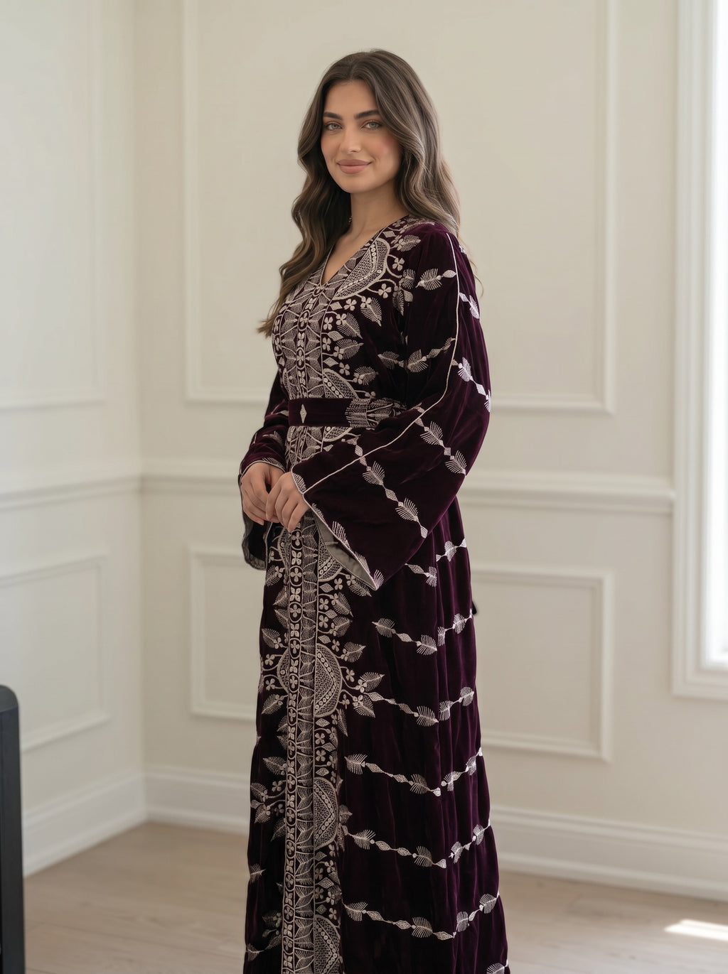Plum Blossom Velvet Dress