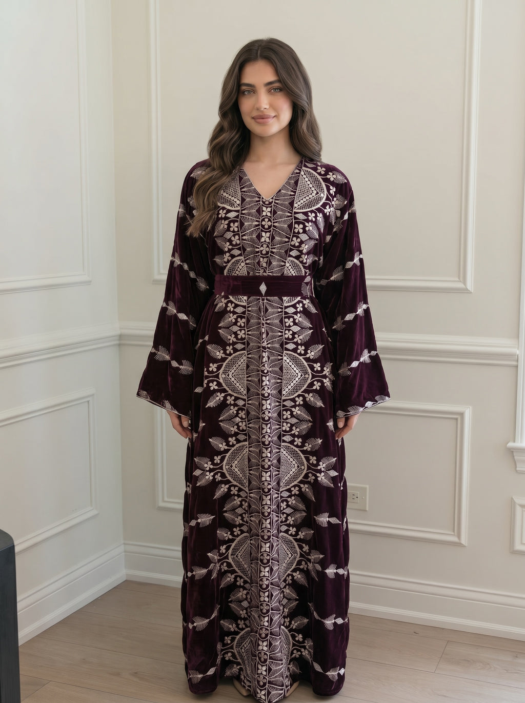 Plum Blossom Velvet Dress