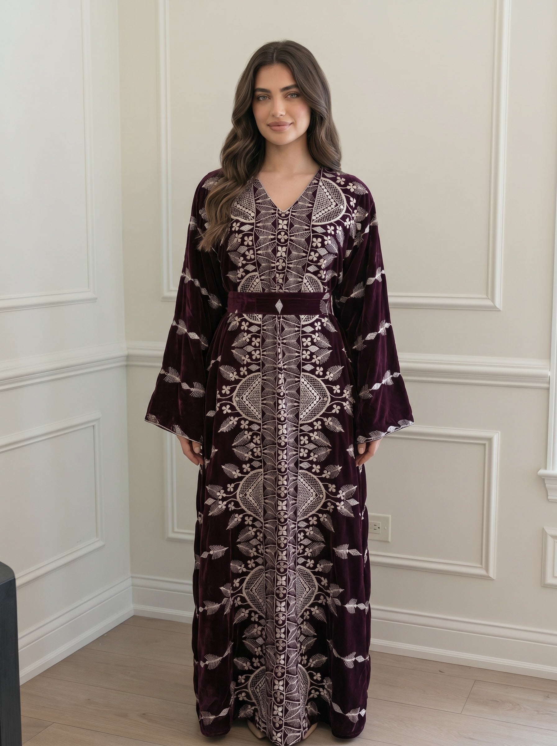 Plum Blossom Velvet Dress