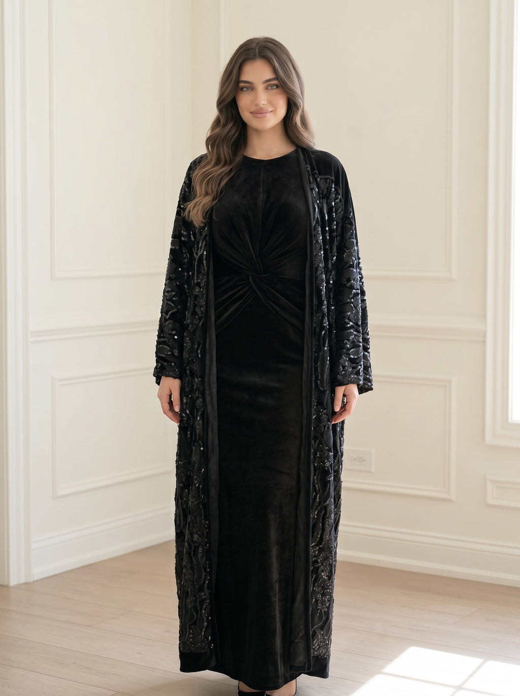 Balck velvet abaya