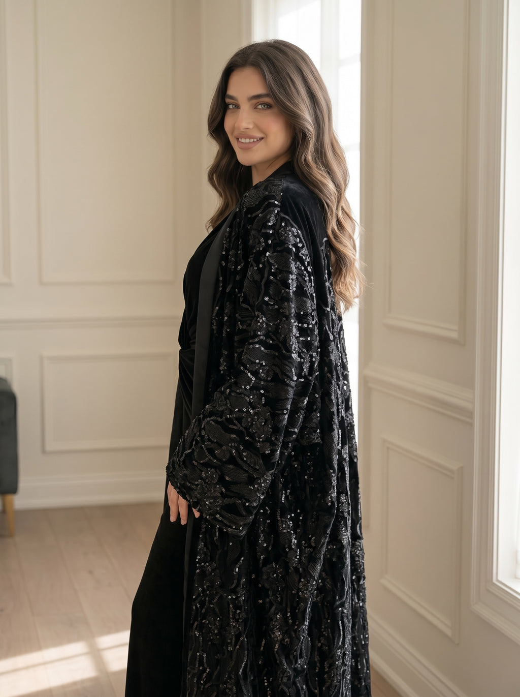 Balck velvet abaya
